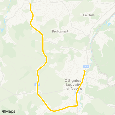 TEC Brabant Wallon Lasne - Céroux-Mousty - Ottignies map