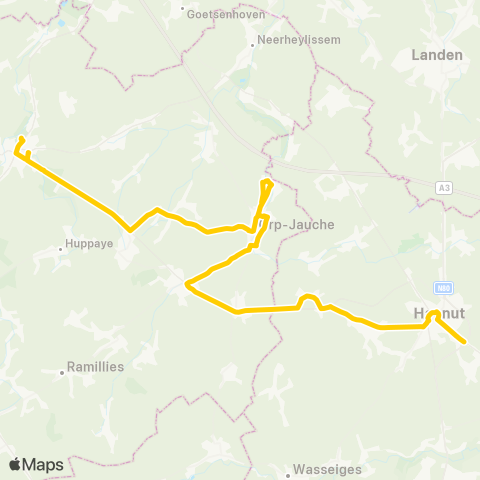 TEC Brabant Wallon Hannut - Jauche - Jodoigne map