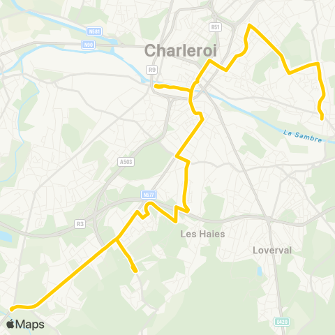 TEC Charleroi Montignies (Pl.) - Gare Centrale - GB Bomerée map