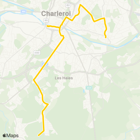 TEC Charleroi Montignies (Pl.)-Gare Centrale-Jamioulx (Prison) map