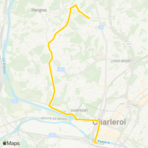 TEC Charleroi Jumet (Brulotte) - Gare Centrale map