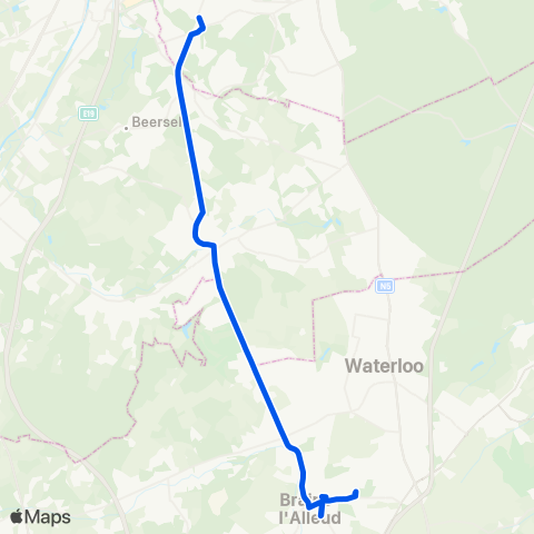 TEC Brabant Wallon Uccle / Ukkel - Alsemberg - Braine-l'Alleud map