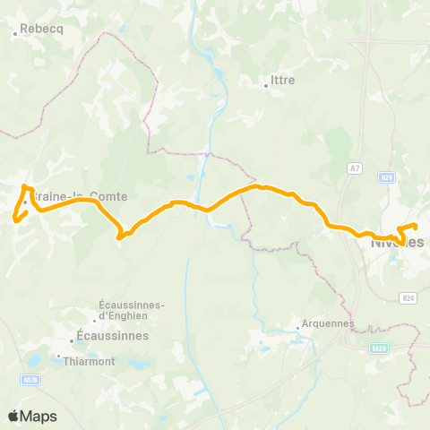 TEC Brabant Wallon Nivelles - Ronquières - Braine-le-Comte map