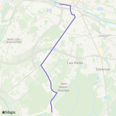 TEC Charleroi Les Bruyères (Spécial) map