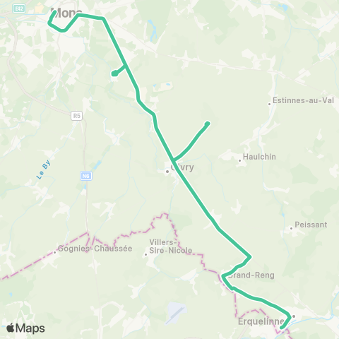 TEC Hainaut Mons - Beaumont map