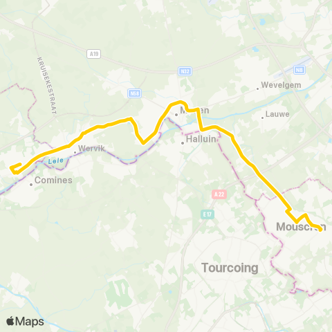 TEC Hainaut Mouscron / Moeskroen - Comines / Komen map