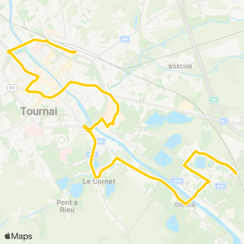 TEC Hainaut Tournai City : Tournai - Chercq - Vaulx map