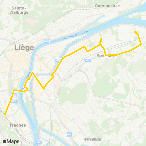 TEC Liège - Verviers Guillemins - Bressoux - Droixhe - Marché Couvert map