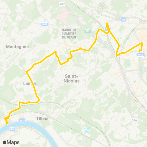 TEC Liège - Verviers Darchis - St-Nicolas - Pansy - Jemeppe map