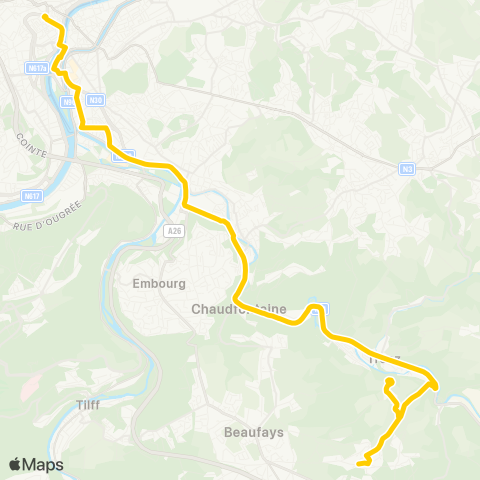 TEC Liège - Verviers Rép. Française-Chaudfontaine-Trooz / Nessonvaux / Péry map