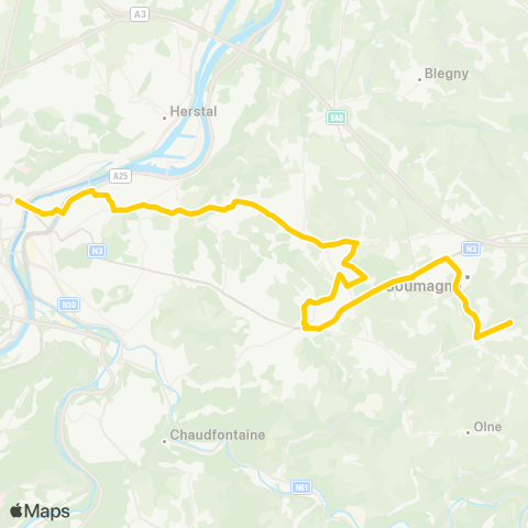 TEC Liège - Verviers Liège - Jupille - Retinne - Fléron - Soumagne map