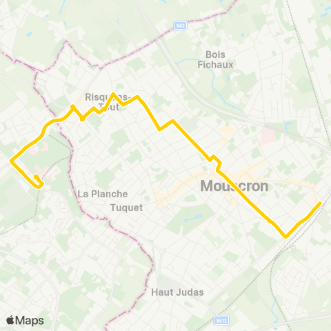 TEC Hainaut Mouscr. / Moeskr.-Tourcoing ( Risqu. Tout-Hôp. Dron) map