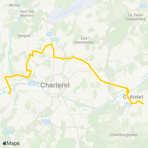 TEC Charleroi Châtelet (Justice) - March.-au-Pont (de Cartier) map