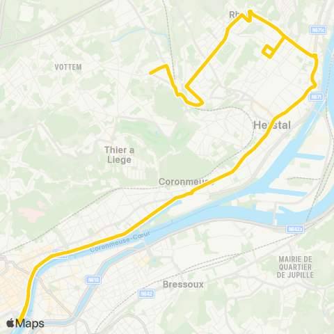 TEC Liège - Verviers Quai Roosevelt - Herstal - la Préalle map