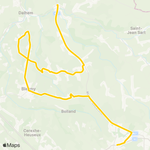 TEC Liège - Verviers Mortroux - Julémont-Mortier-Trembleur-Blegny-Herve map