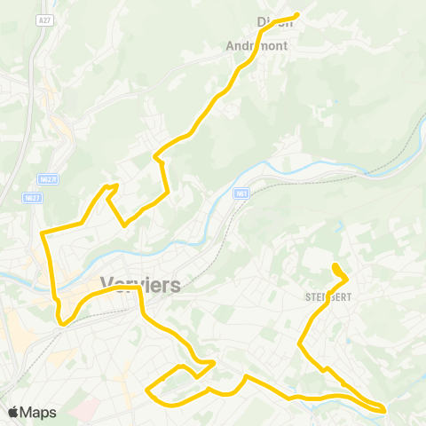 TEC Liège - Verviers Stembert - Mangombroux-Harmonie-Ottomont-Andrimont map