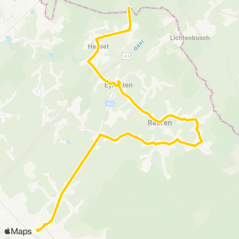 TEC Liège - Verviers Eupen - Raeren - Eynatten - Köpfchen / Lichtenbusch map