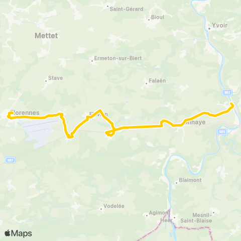 TEC Namur-Luxembourg Dinant - Florennes map