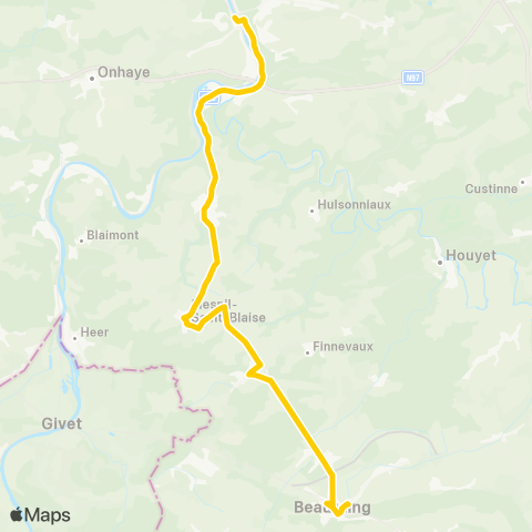 TEC Namur-Luxembourg Dinant - Beauraing map