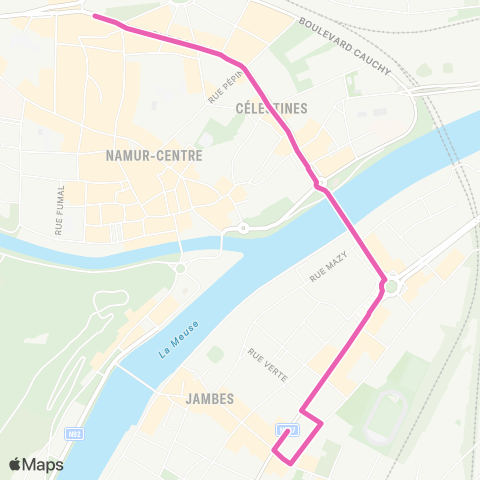 TEC Namur-Luxembourg Namur (Gare) - Jambes (Pl. de la Wallonie) map