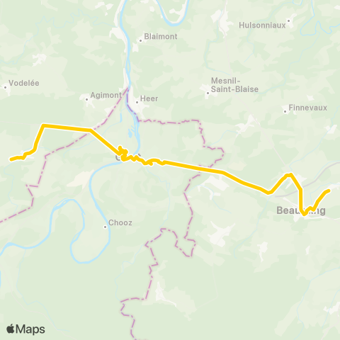 TEC Namur-Luxembourg Beauraing - Givet - Doische map