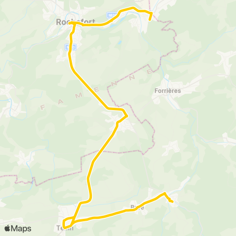 TEC Namur-Luxembourg Rochefort - Tellin - Grupont - Mirwart map