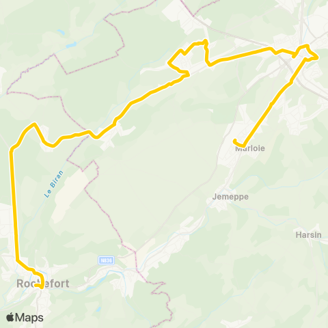 TEC Namur-Luxembourg Aye - Jemelle - Nassogne map