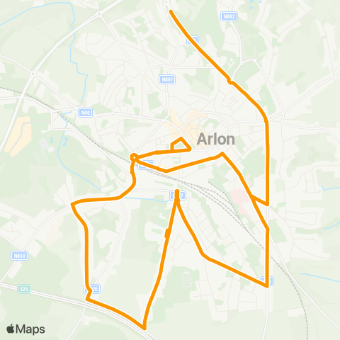 TEC Namur-Luxembourg Arlon - Semois (Ligne Urbaine) map