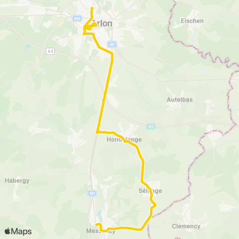 TEC Namur-Luxembourg Messancy - Hondelange - Arlon map