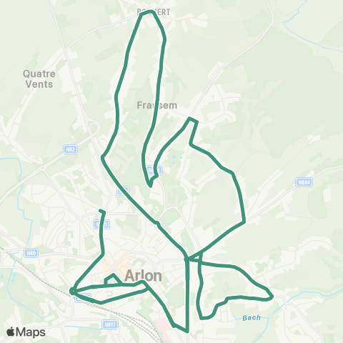 TEC Namur-Luxembourg Arlon - Frassem - Arlon map