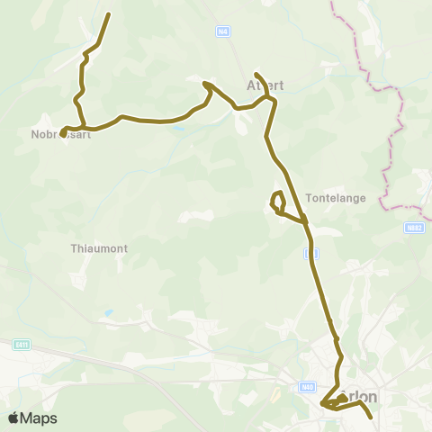 TEC Namur-Luxembourg Heinstert - Arlon map