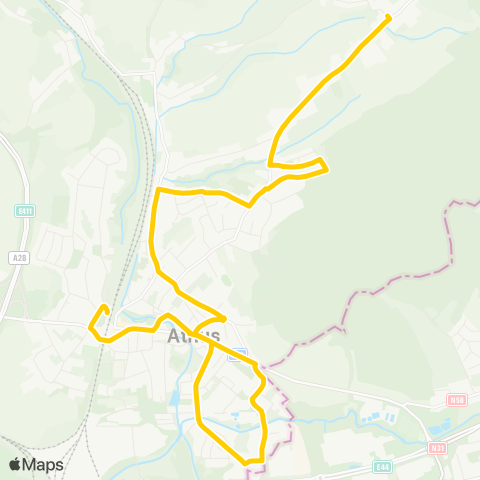 TEC Namur-Luxembourg Guerlange - Athus map