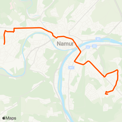 TEC Namur-Luxembourg Belgrade - Jambes - Erpent map