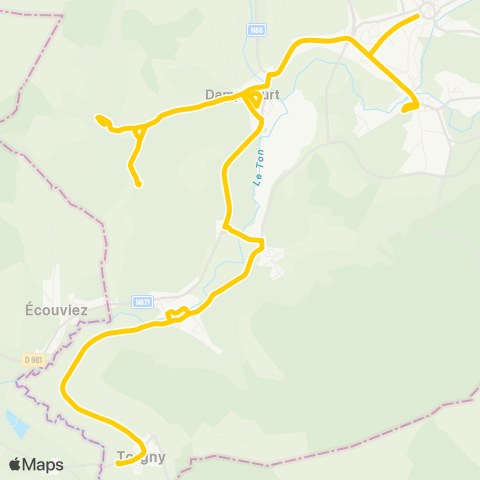 TEC Namur-Luxembourg Torgny - Virton map