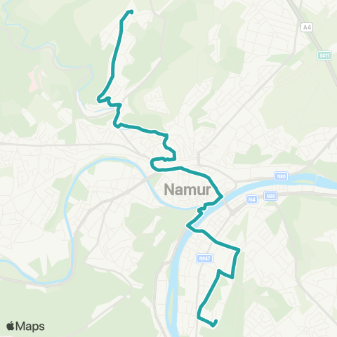 TEC Namur-Luxembourg Jambes (Petit-Ry) - St-Marc (Pl. Communale) map