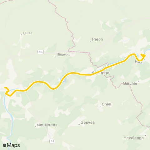 TEC Namur-Luxembourg Namur - Huy map