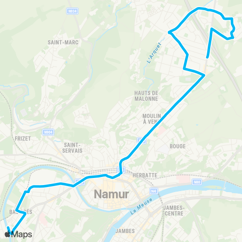 TEC Namur-Luxembourg Salzinnes (Balances) - Champion - Vedrin map