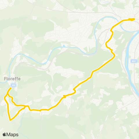 TEC Namur-Luxembourg Namur - Floreffe (Buzet - Sovimont) map