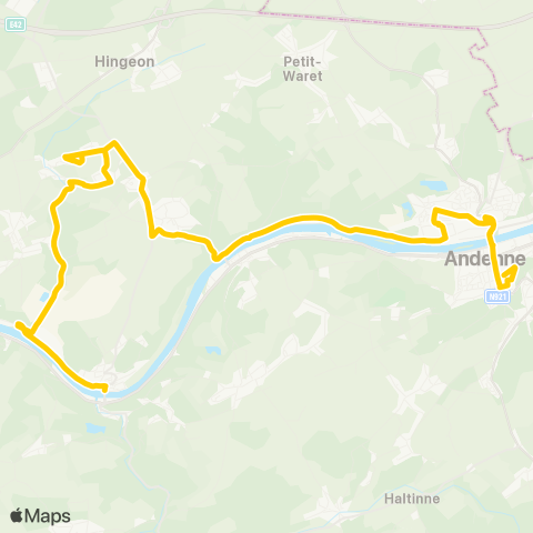 TEC Namur-Luxembourg Andenne - Vezin - Marche-les-Dames - Namêche map