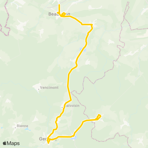 TEC Namur-Luxembourg Beauraing - Gedinne - Haut-Fays map