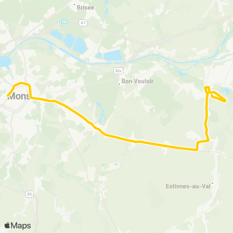 TEC Hainaut Maurage - Bray - Mons map