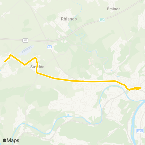 TEC Namur-Luxembourg Namur - Suarlée - Temploux map