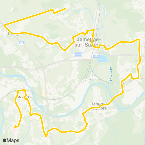 TEC Namur-Luxembourg Jemeppe-sur-Sambre - Moustier - Auvelais map