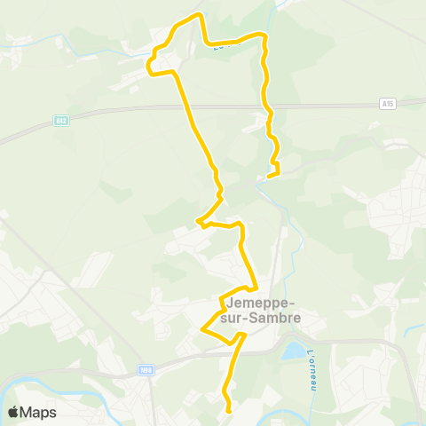 TEC Namur-Luxembourg Jemeppe-sur-Sambre - Saint-Martin - Onoz map