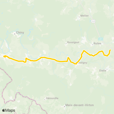 TEC Namur-Luxembourg Les Fossés - Florenville map