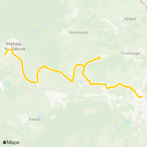 TEC Namur-Luxembourg Arlon - Habay map