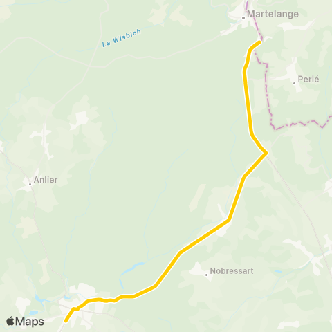 TEC Namur-Luxembourg Martelange - Habay map