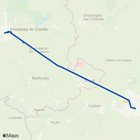 TER Auvergne-Rhône-Alpes Niort - Fontenay-le-Comté (Pemu) map