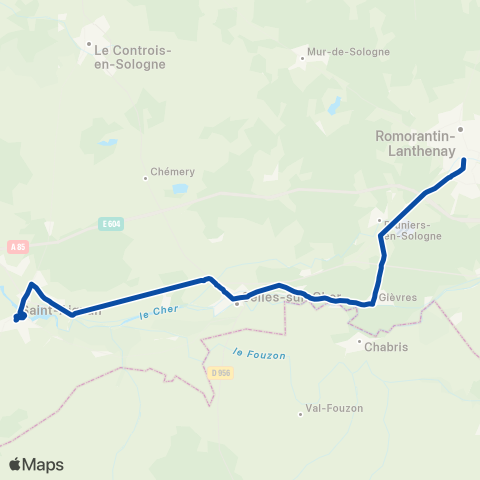 TER Auvergne-Rhône-Alpes Thésée - St Aignan Noyers - Romorantin (Car) map