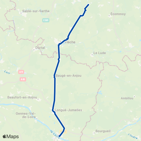 TER Auvergne-Rhône-Alpes Le Mans - la Flèche - Saumur map